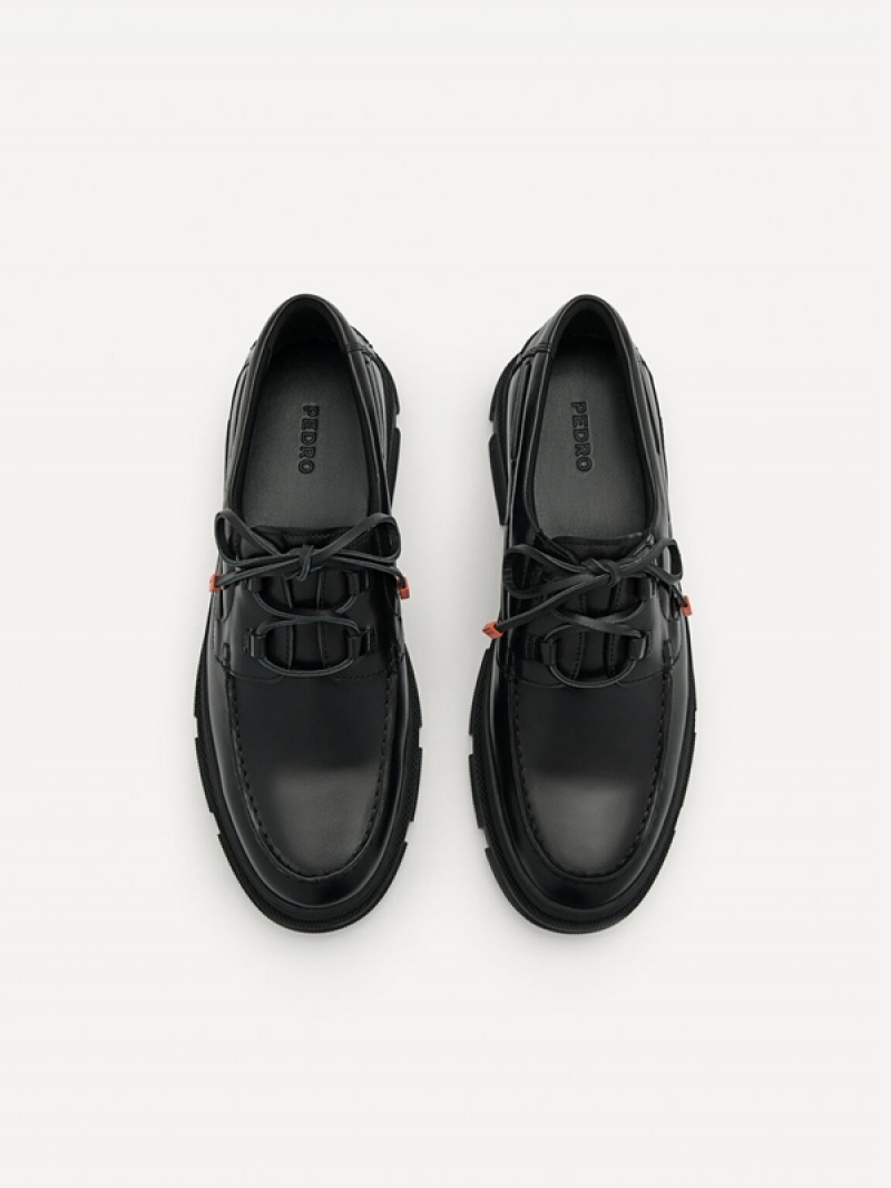 Black Men's Pedro Rodney Leather Derby Shoes | LAIMZQ-267