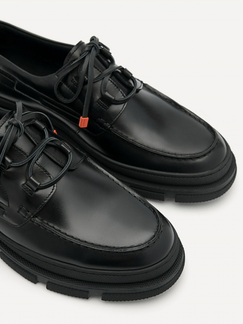 Black Men's Pedro Rodney Leather Derby Shoes | LAIMZQ-267