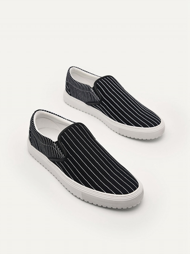 Black Men's Pedro Slip On Sneakers | BUMFZJ-475