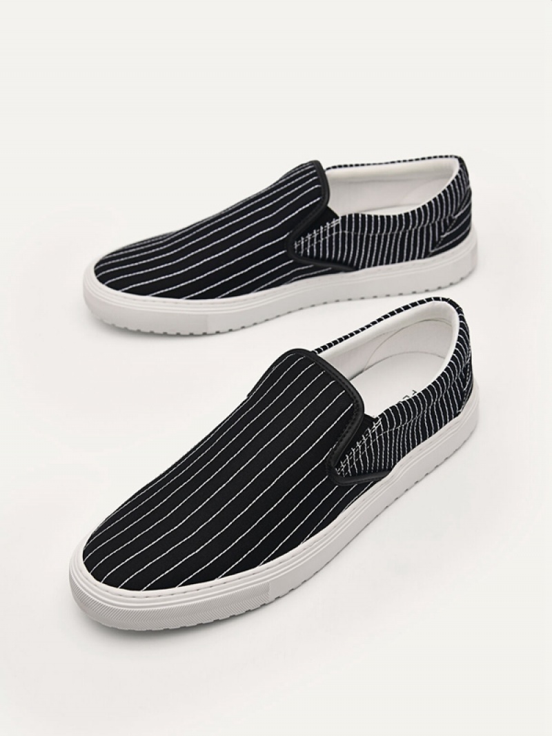 Black Men's Pedro Slip On Sneakers | BUMFZJ-475