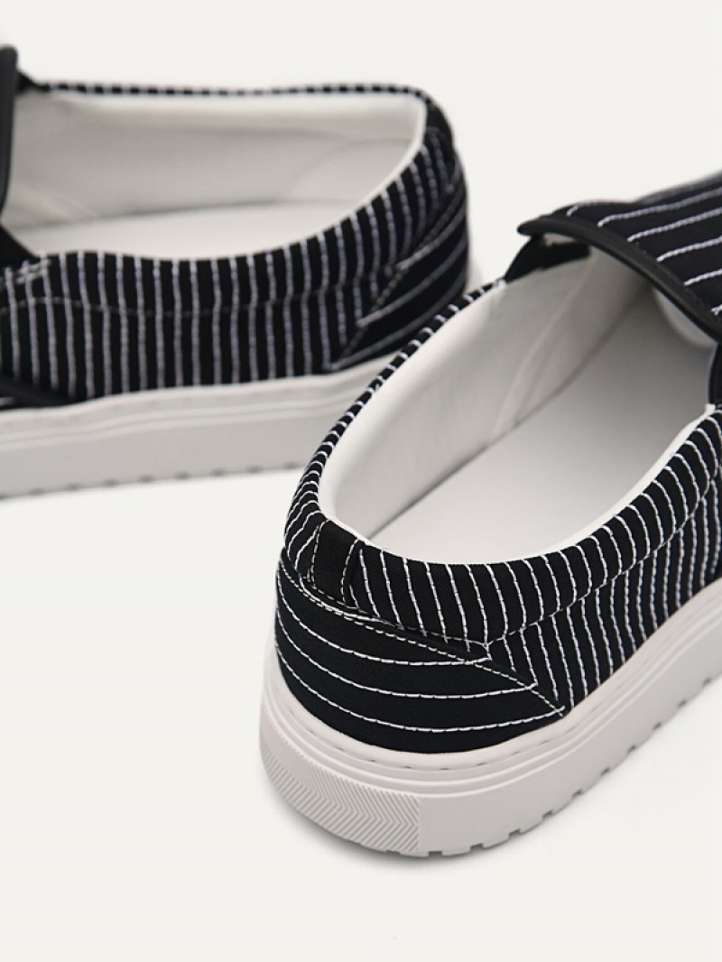 Black Men's Pedro Slip On Sneakers | BUMFZJ-475