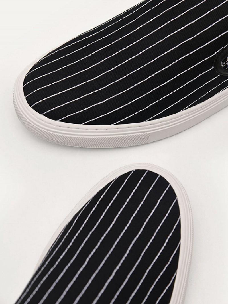 Black Men's Pedro Slip On Sneakers | BUMFZJ-475