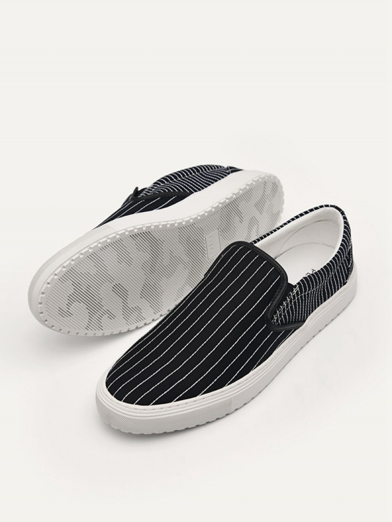 Black Men's Pedro Slip On Sneakers | BUMFZJ-475