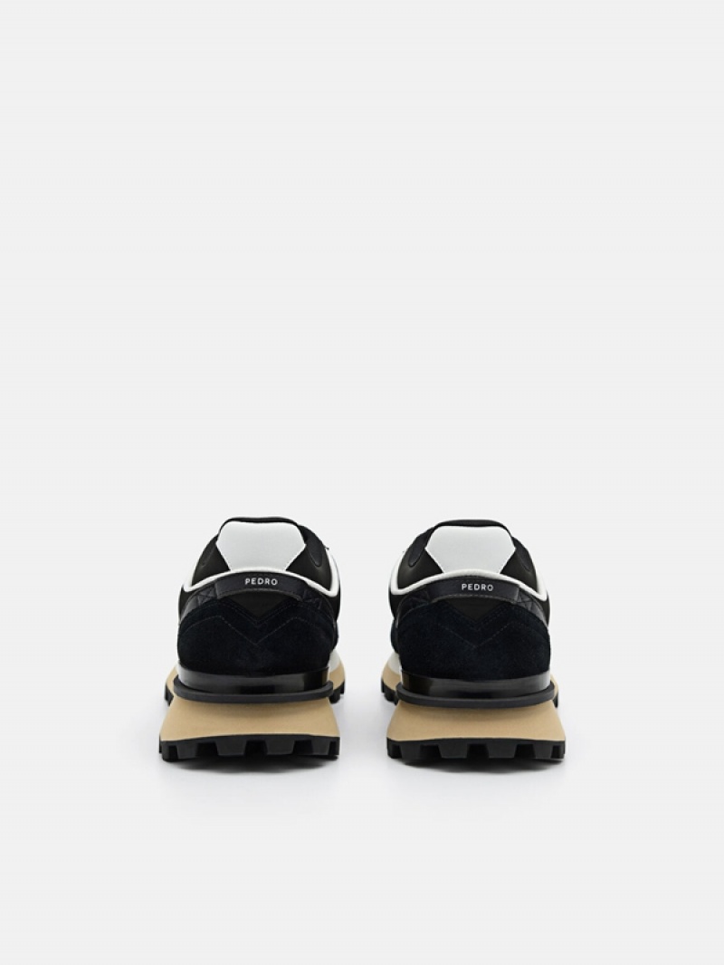 Black Men's Pedro Stream Suede Sneakers | NOMJCI-941