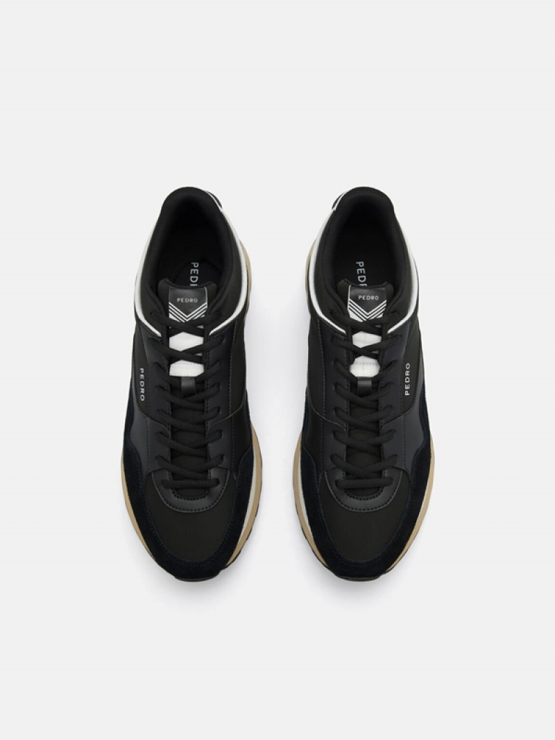 Black Men's Pedro Stream Suede Sneakers | NOMJCI-941