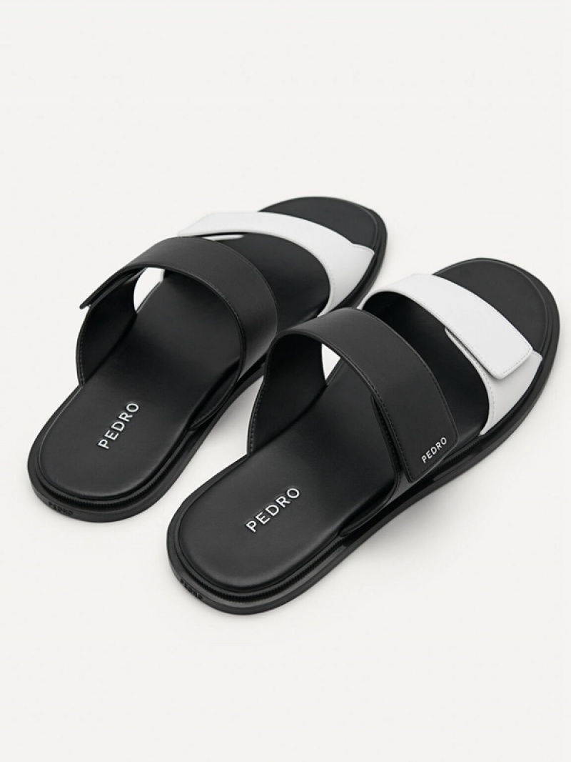 Black Men's Pedro Stride Slides | CVGMYF-704