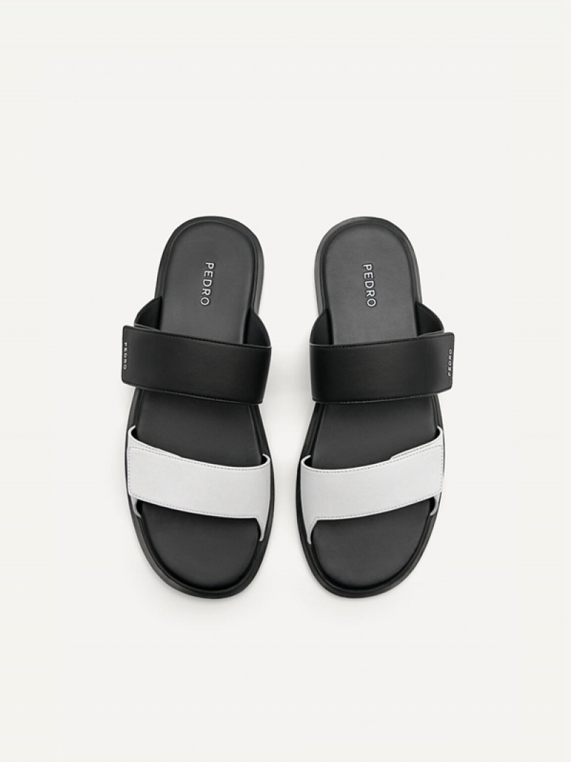 Black Men's Pedro Stride Slides | CVGMYF-704