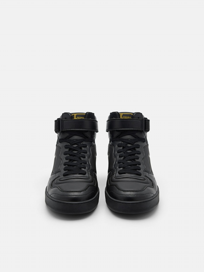 Black Men's Pedro Stride Sneakers | YTZAKL-175