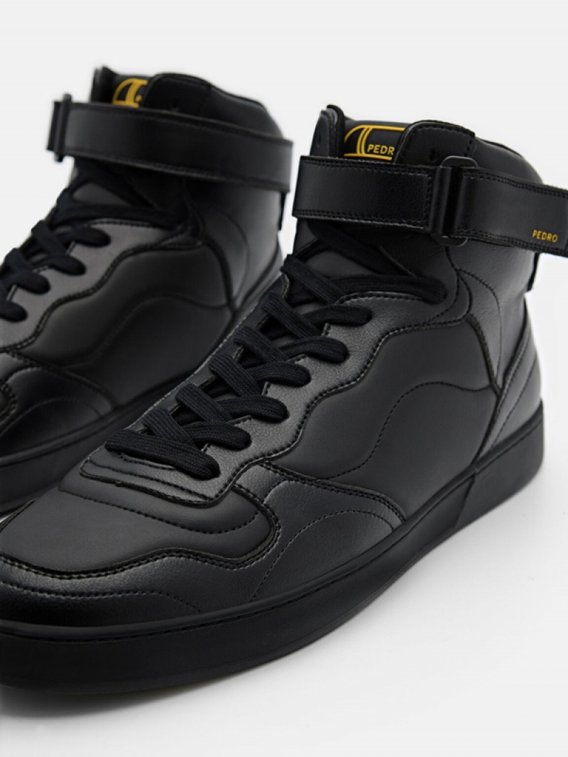 Black Men's Pedro Stride Sneakers | YTZAKL-175