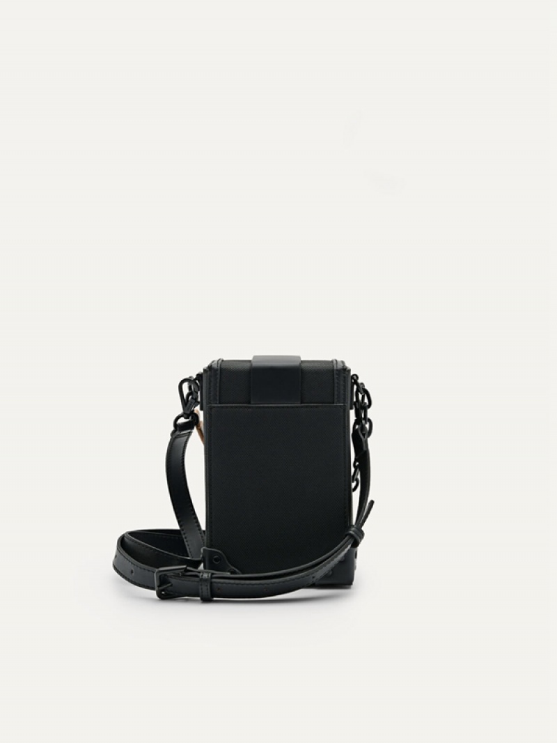 Black Men's Pedro Tex Sling Bag | TDIGBN-271