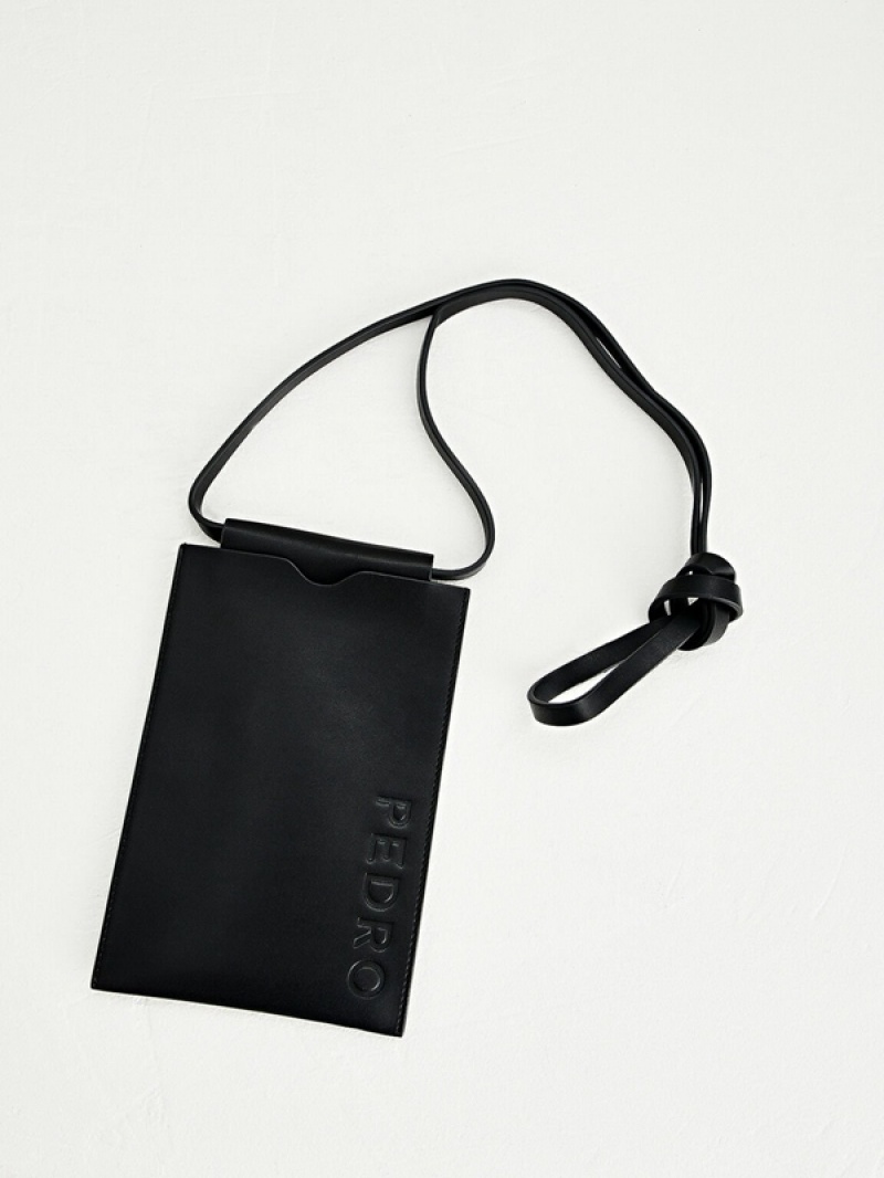 Black Men's Pedro Trip Phone with Lanyard Pouches | SQTDMV-784