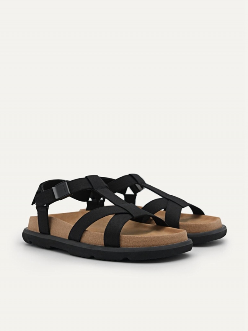 Black Men's Pedro reCanvas Band Sandals | XEIKYD-128