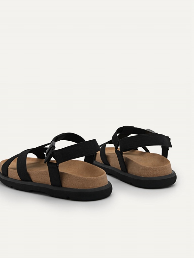 Black Men's Pedro reCanvas Band Sandals | XEIKYD-128