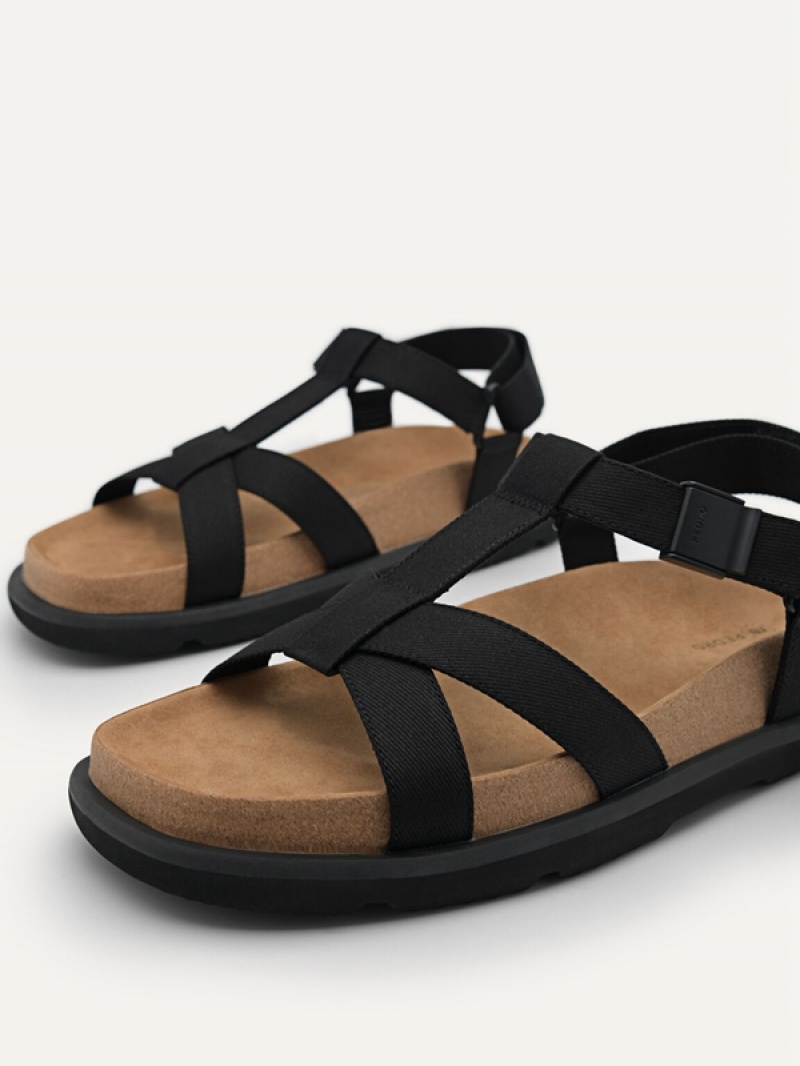 Black Men's Pedro reCanvas Band Sandals | XEIKYD-128