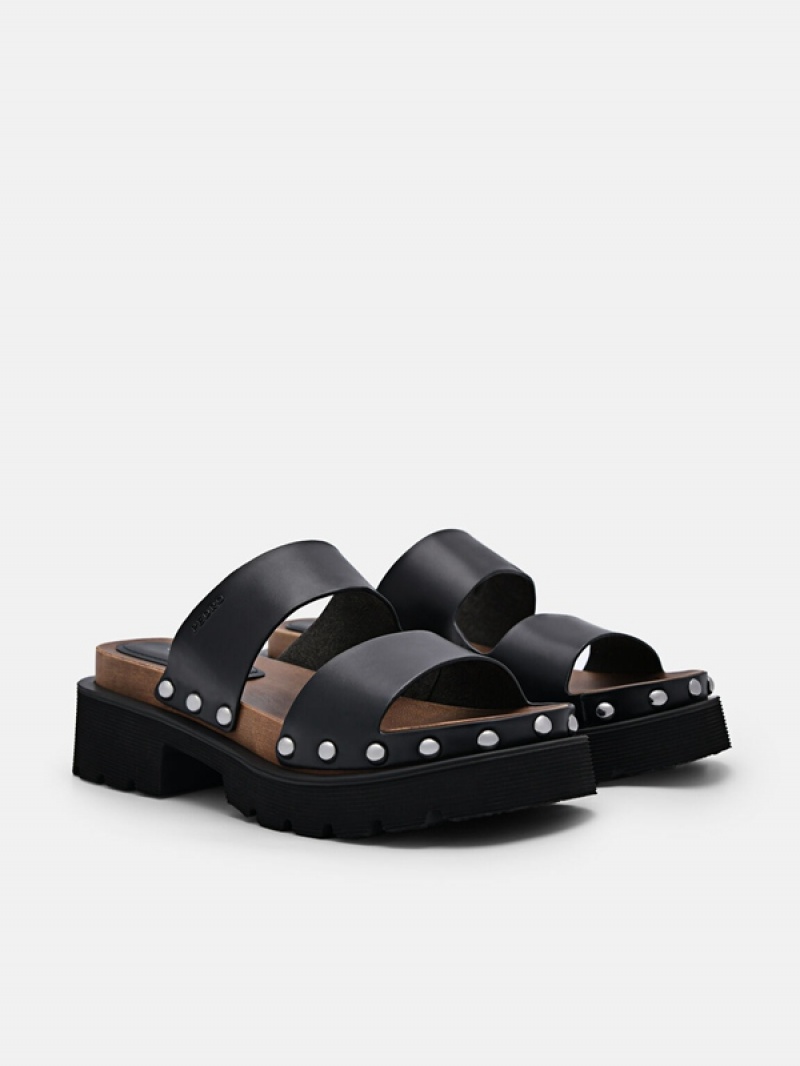 Black Women's Pedro Alia Studded Sandals | GICNFP-198