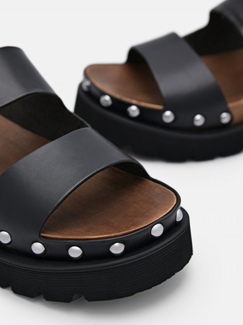 Black Women's Pedro Alia Studded Sandals | GICNFP-198