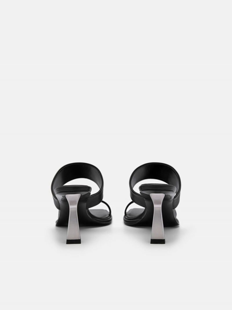 Black Women's Pedro Amelie Leather Heels Sandals | JNFKUB-216