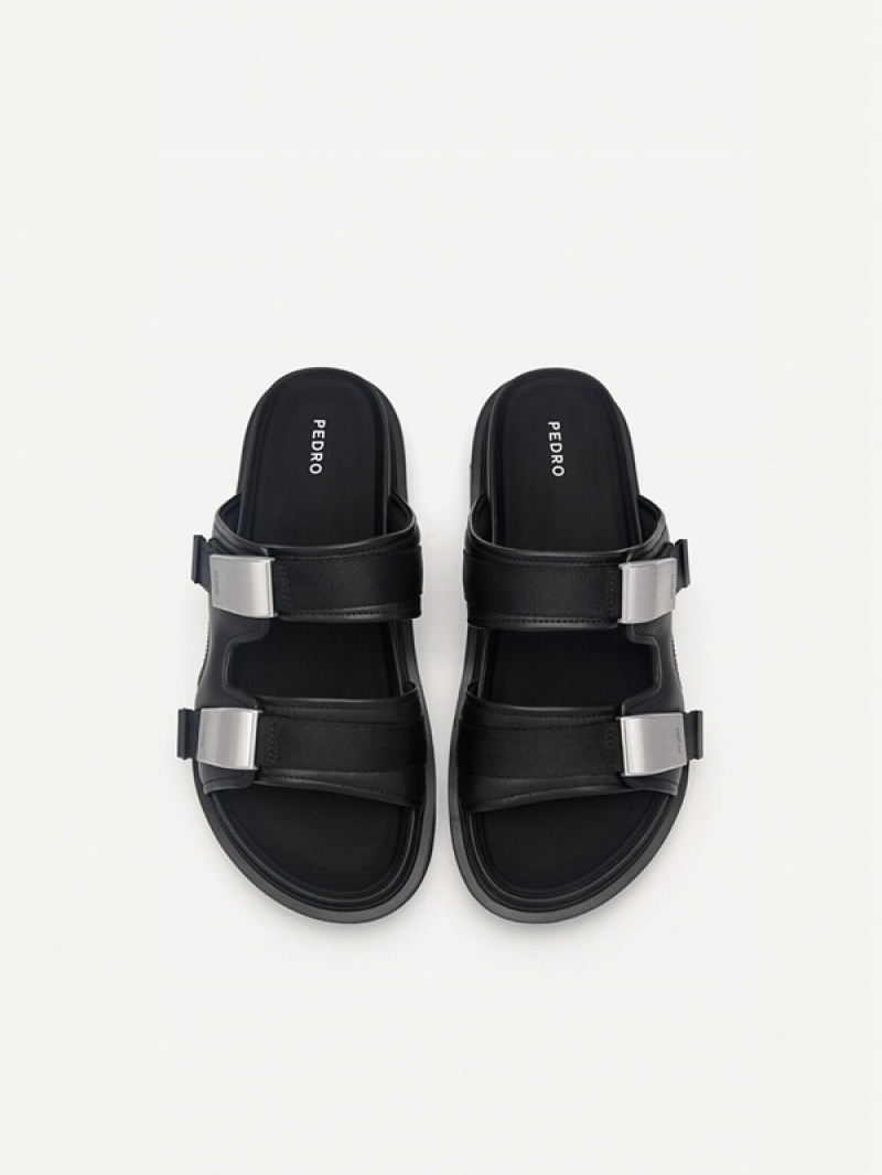 Black Women's Pedro Aryna Double Strap Sandals | FCWRKX-936