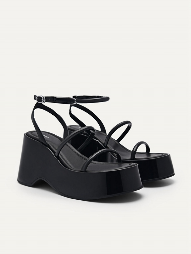 Black Women's Pedro Aryna Platform Sandals | SMEGUL-478