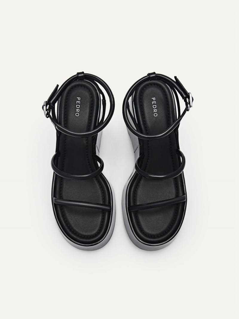 Black Women's Pedro Aryna Platform Sandals | SMEGUL-478