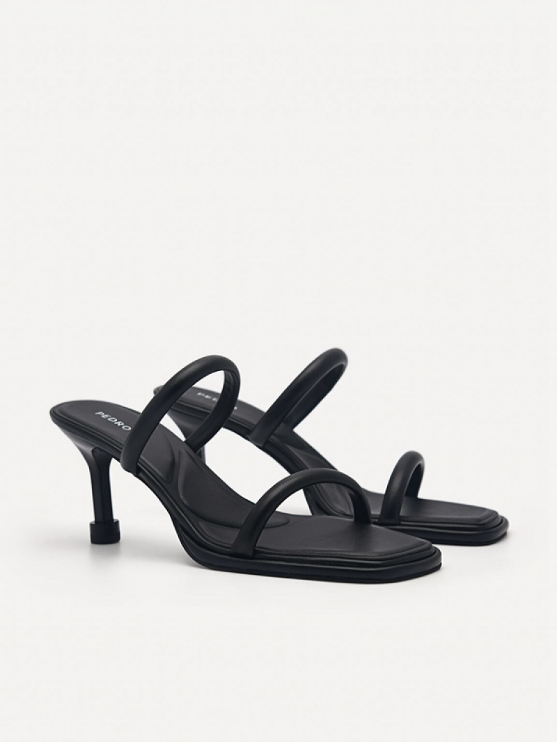 Black Women's Pedro Bianca Strappy Heels Sandals | RXYTUP-850