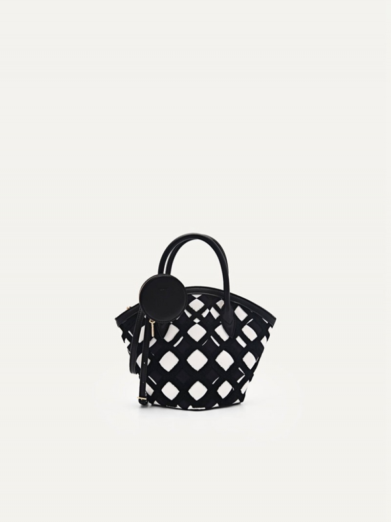 Black Women\'s Pedro Bianca Twill Handbag | FBWXDR-895