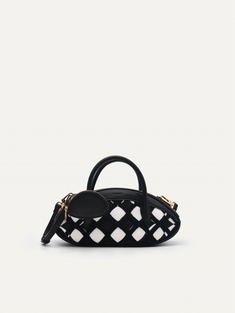 Black Women\'s Pedro Bianca Twill Shoulder Bags | QYBGOU-765