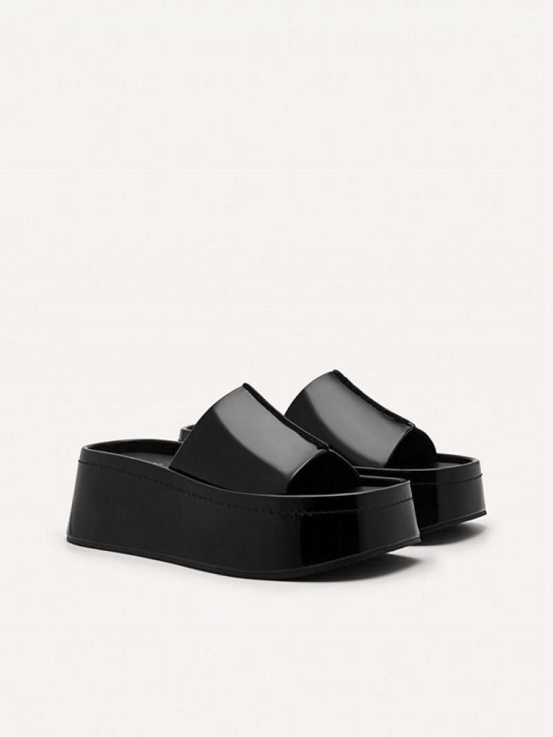 Black Women's Pedro Carmen Platform Sandals | UQRAOW-542