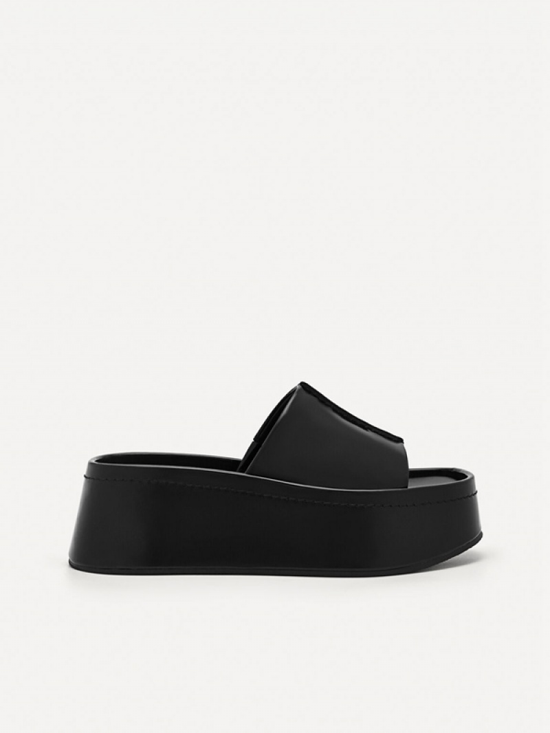 Black Women\'s Pedro Carmen Platform Sandals | UQRAOW-542