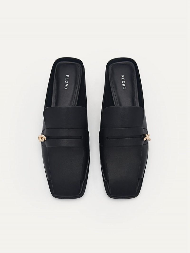 Black Women's Pedro Carolyn Penny Mules | IGLHCJ-947