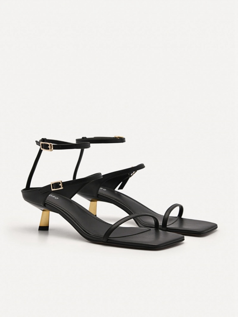 Black Women's Pedro Carolyn Strappy Heels Sandals | LDWJCE-614