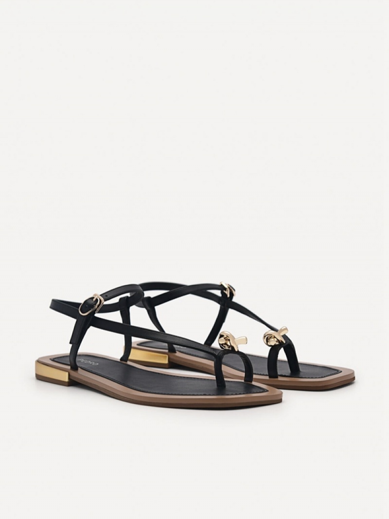 Black Women's Pedro Carolyn Strappy Sandals | SLUMTZ-324