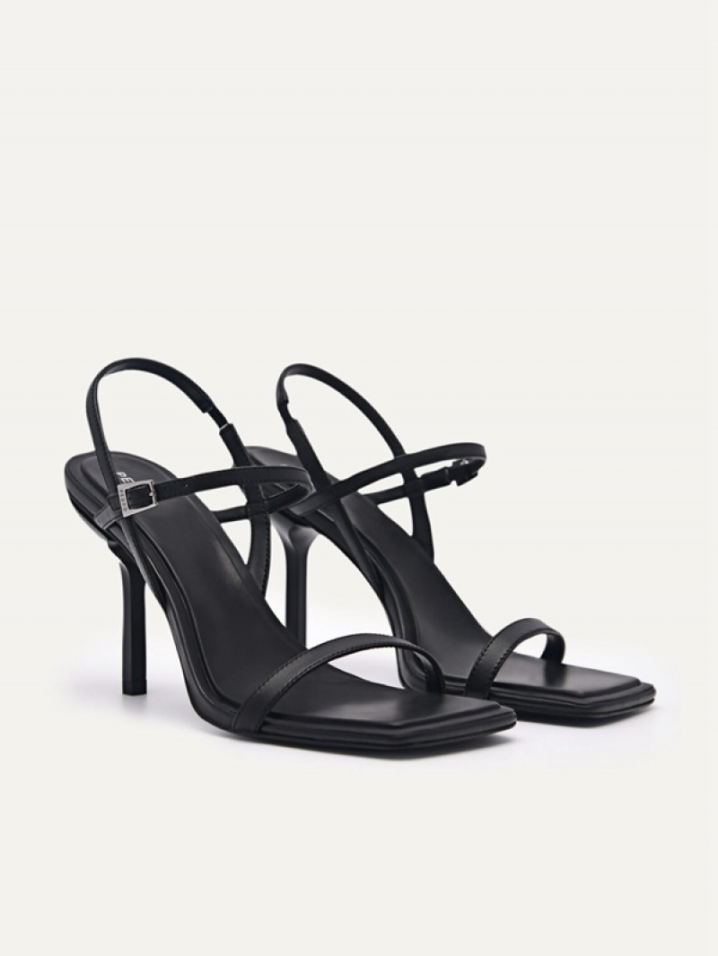 Black Women's Pedro Celeste Slingback Heels Sandals | YBWQTN-825