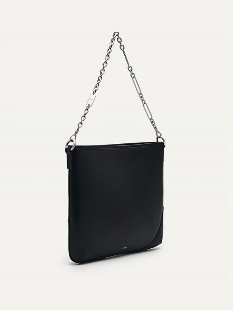 Black Women's Pedro Chain Handle Hobo Bag | ULJWKX-627