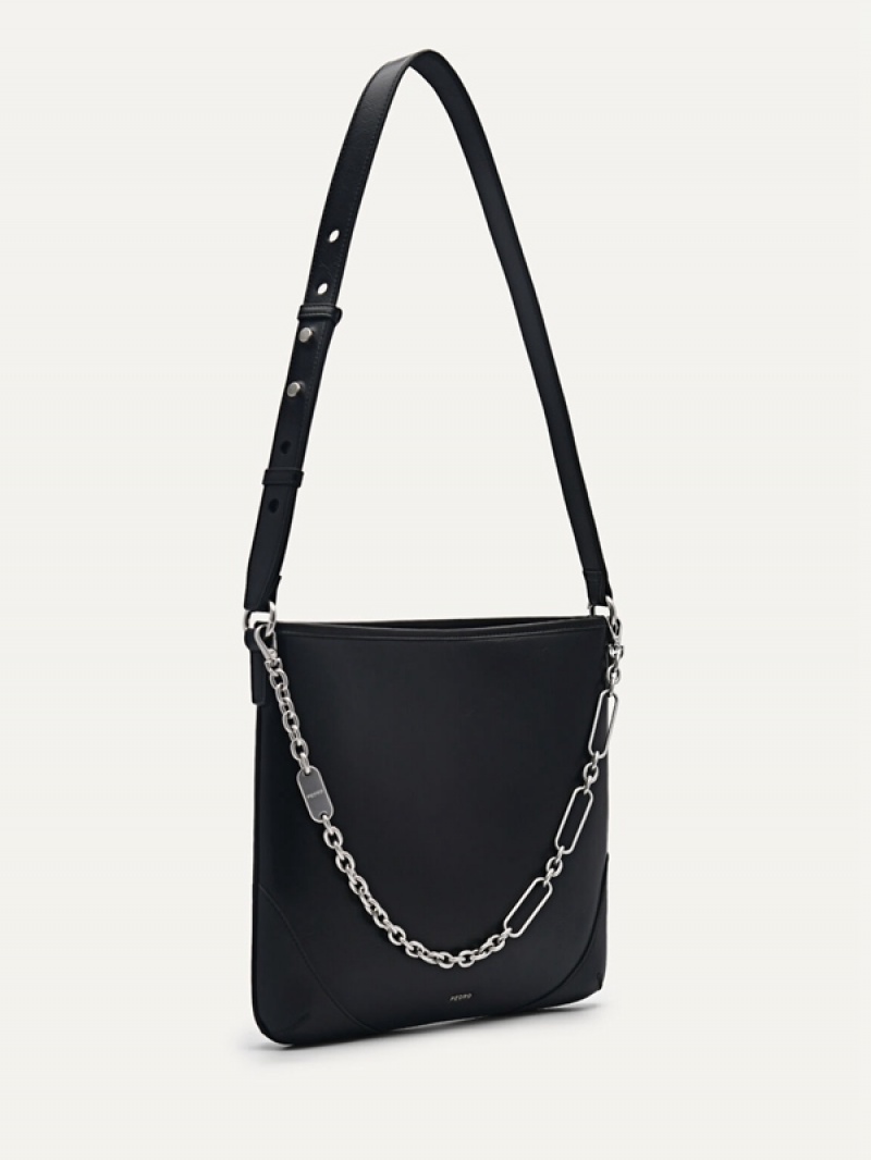 Black Women's Pedro Chain Handle Hobo Bag | ULJWKX-627