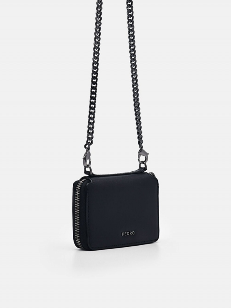 Black Women's Pedro Chain Leather Wallet | GLVDXZ-639