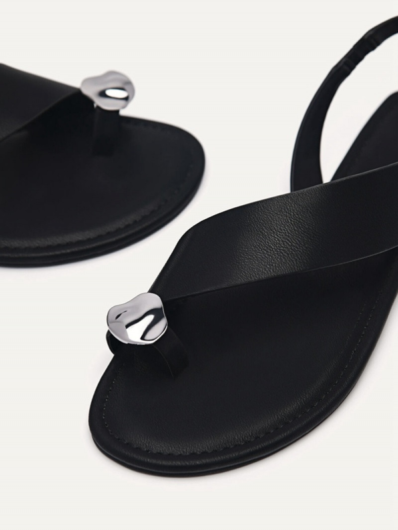 Black Women's Pedro Demi Toe Loop Sandals | INEARV-143