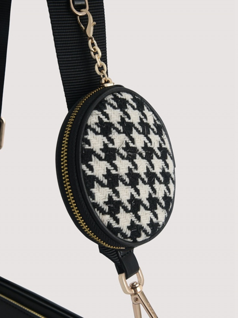 Black Women's Pedro Dilone Houndstooth Double Flap Shoulder Bags | SHZUDX-123