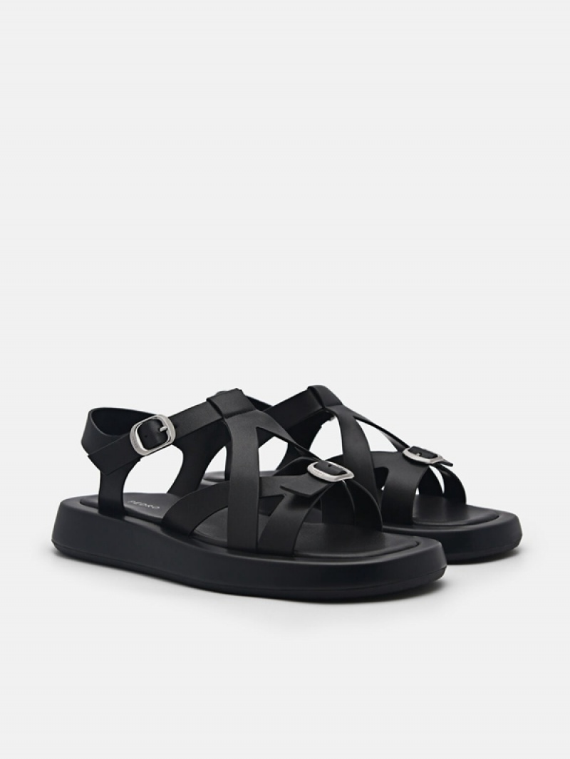 Black Women's Pedro Eden Ankle Strap Sandals | KFMHXY-758