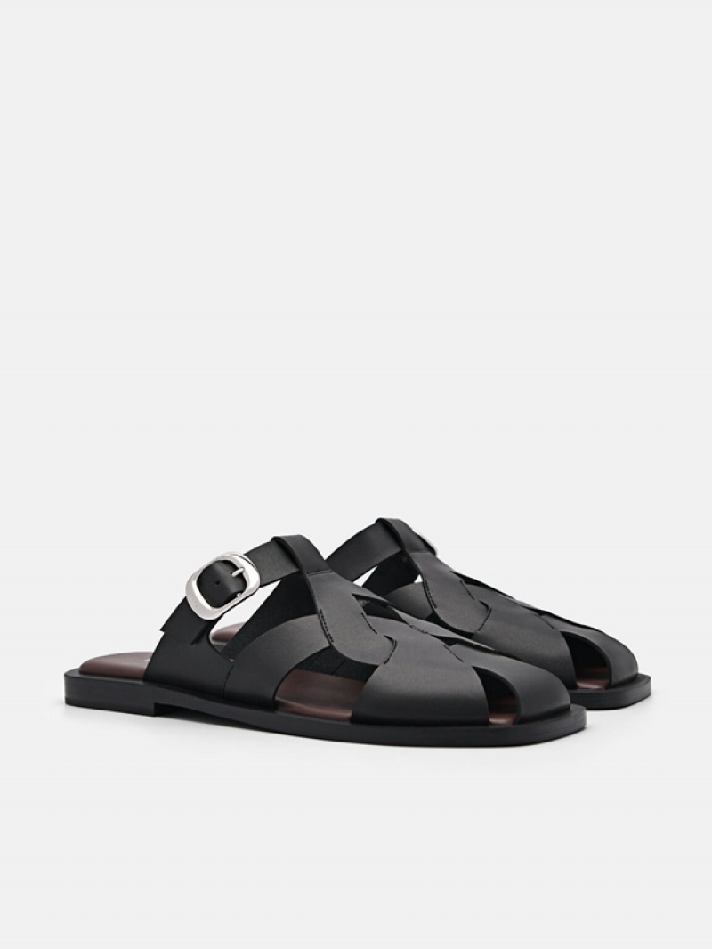 Black Women's Pedro Eden Caged Sandals | ISHZJG-820