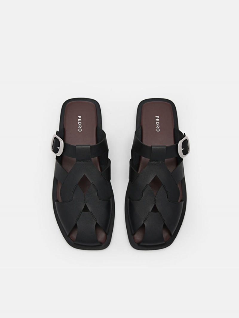 Black Women's Pedro Eden Caged Sandals | ISHZJG-820