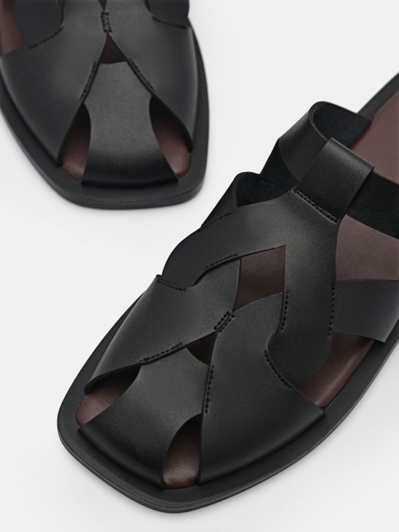 Black Women's Pedro Eden Caged Sandals | ISHZJG-820