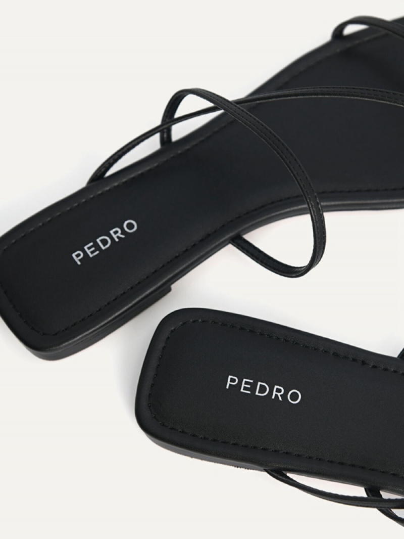 Black Women's Pedro Gwyneth Strappy Flats | BEHMRF-813