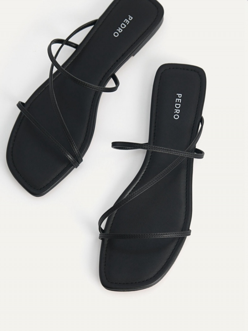 Black Women's Pedro Gwyneth Strappy Flats | BEHMRF-813