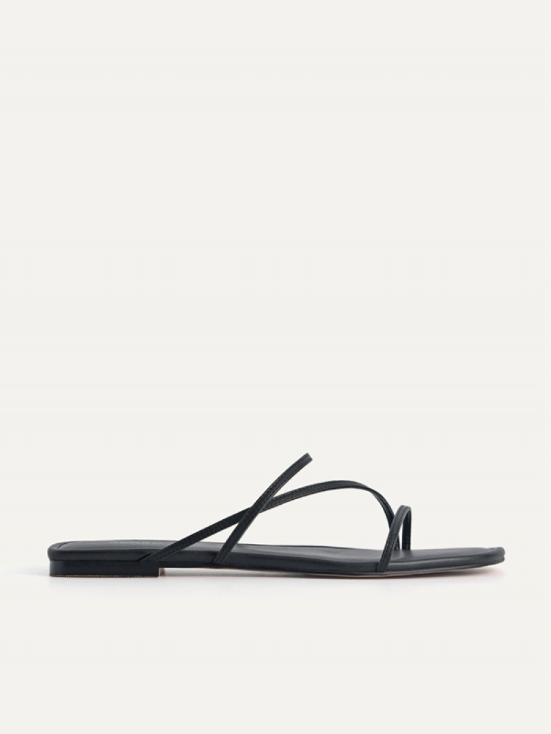 Black Women\'s Pedro Gwyneth Strappy Flats | BEHMRF-813