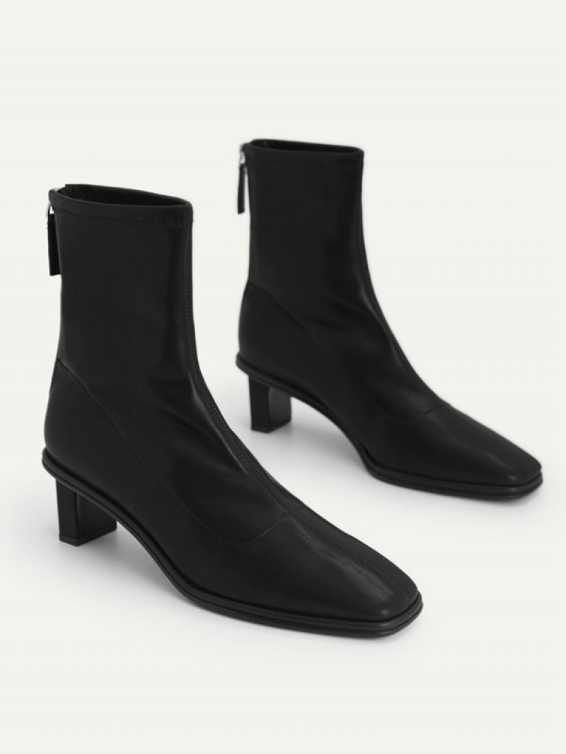 Black Women's Pedro Heel Ankle Boots | NKARTM-653