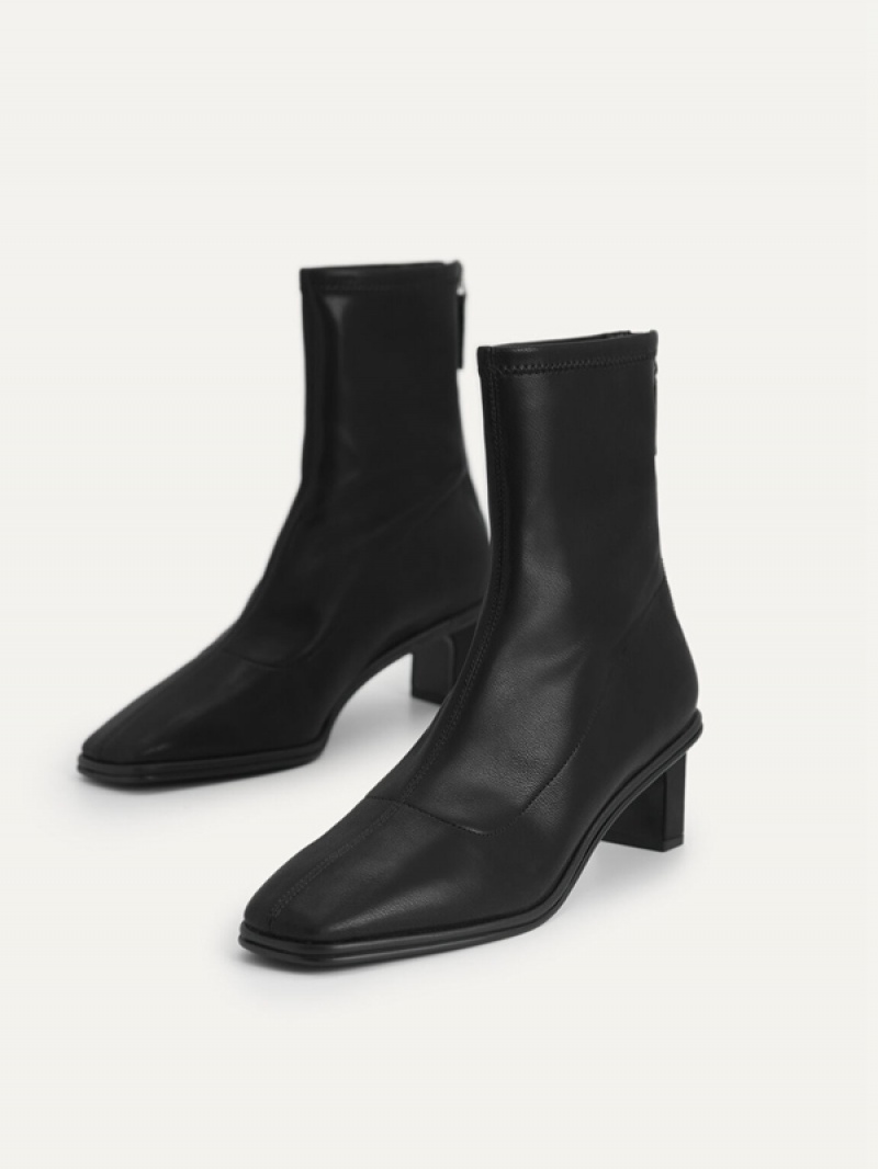 Black Women's Pedro Heel Ankle Boots | NKARTM-653