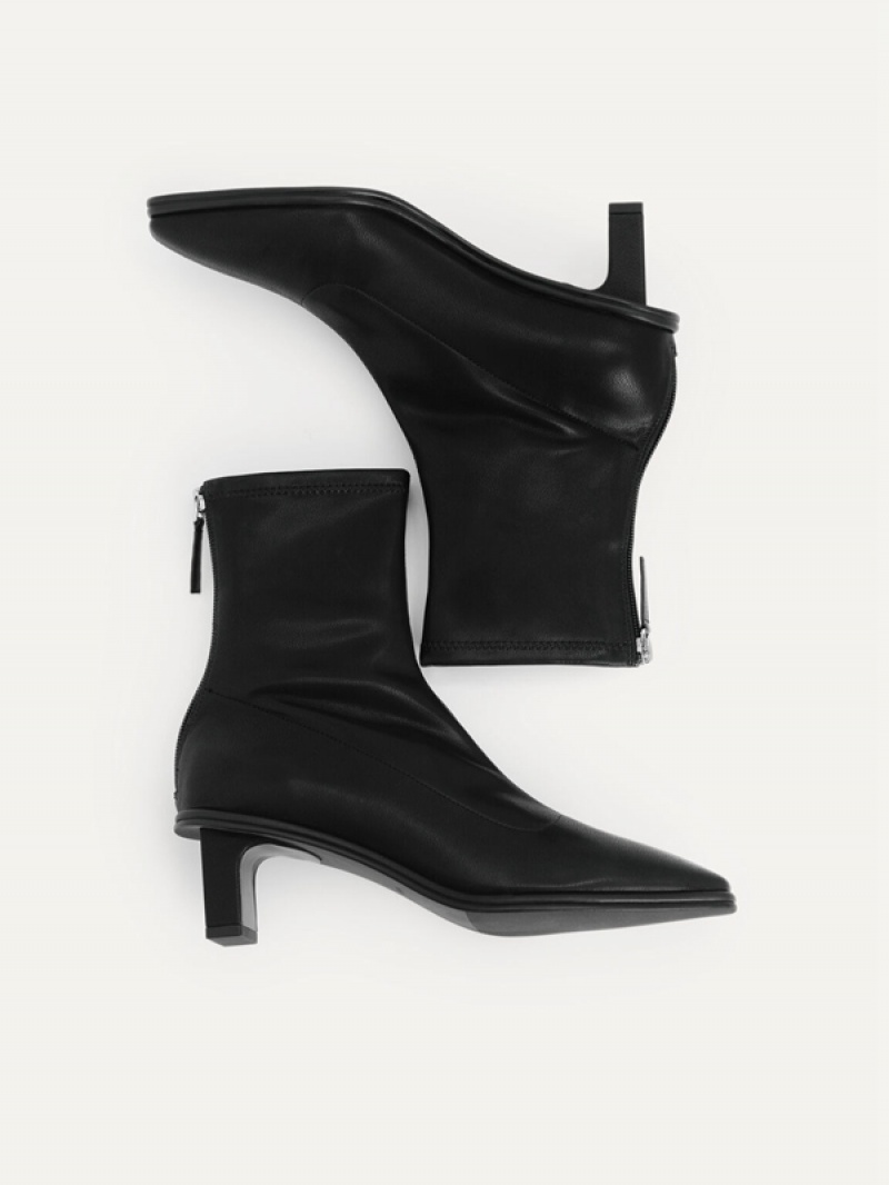 Black Women's Pedro Heel Ankle Boots | NKARTM-653