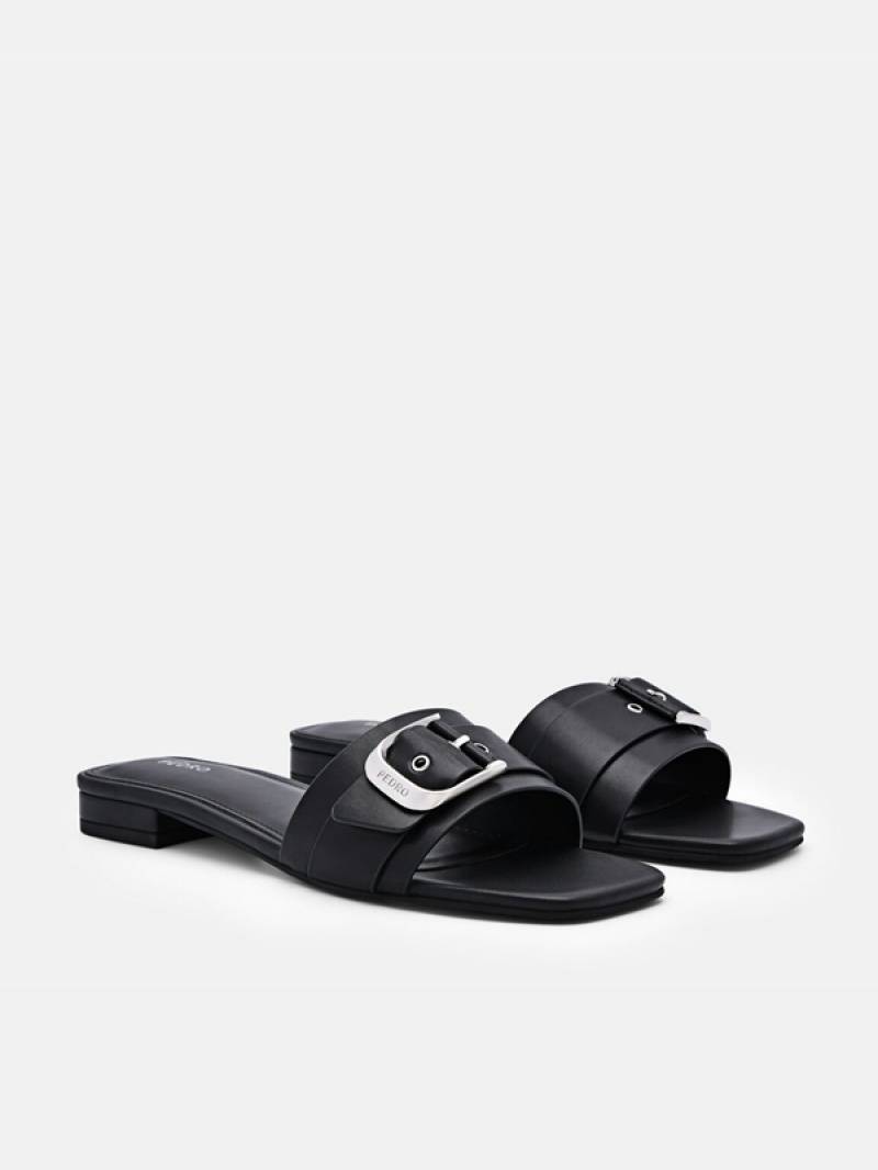 Black Women's Pedro Helix Buckle Sandals | TESDAM-479