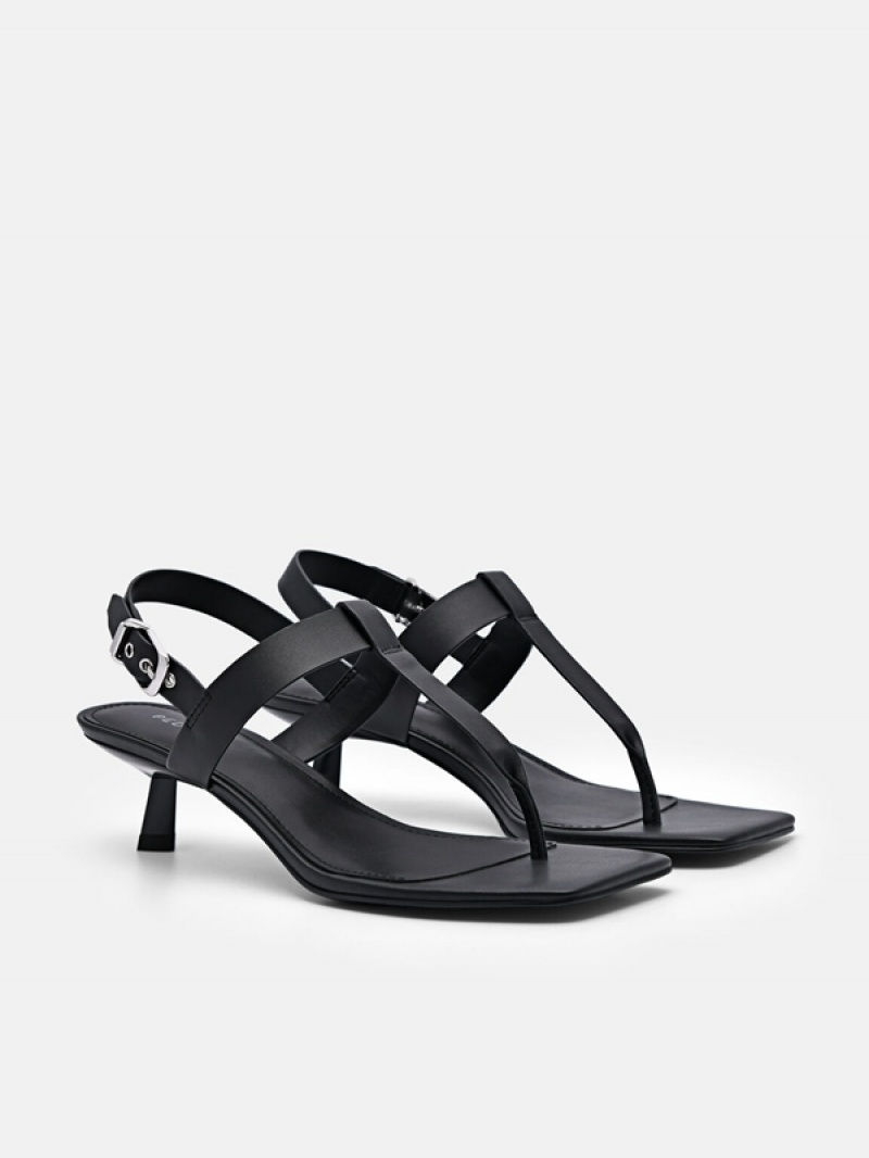 Black Women's Pedro Helix Heels Sandals | CSLVIR-835